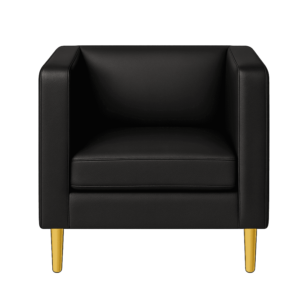 Fotel Tapicerowany Standard Czarny Ekoskóra Złote Nóżki